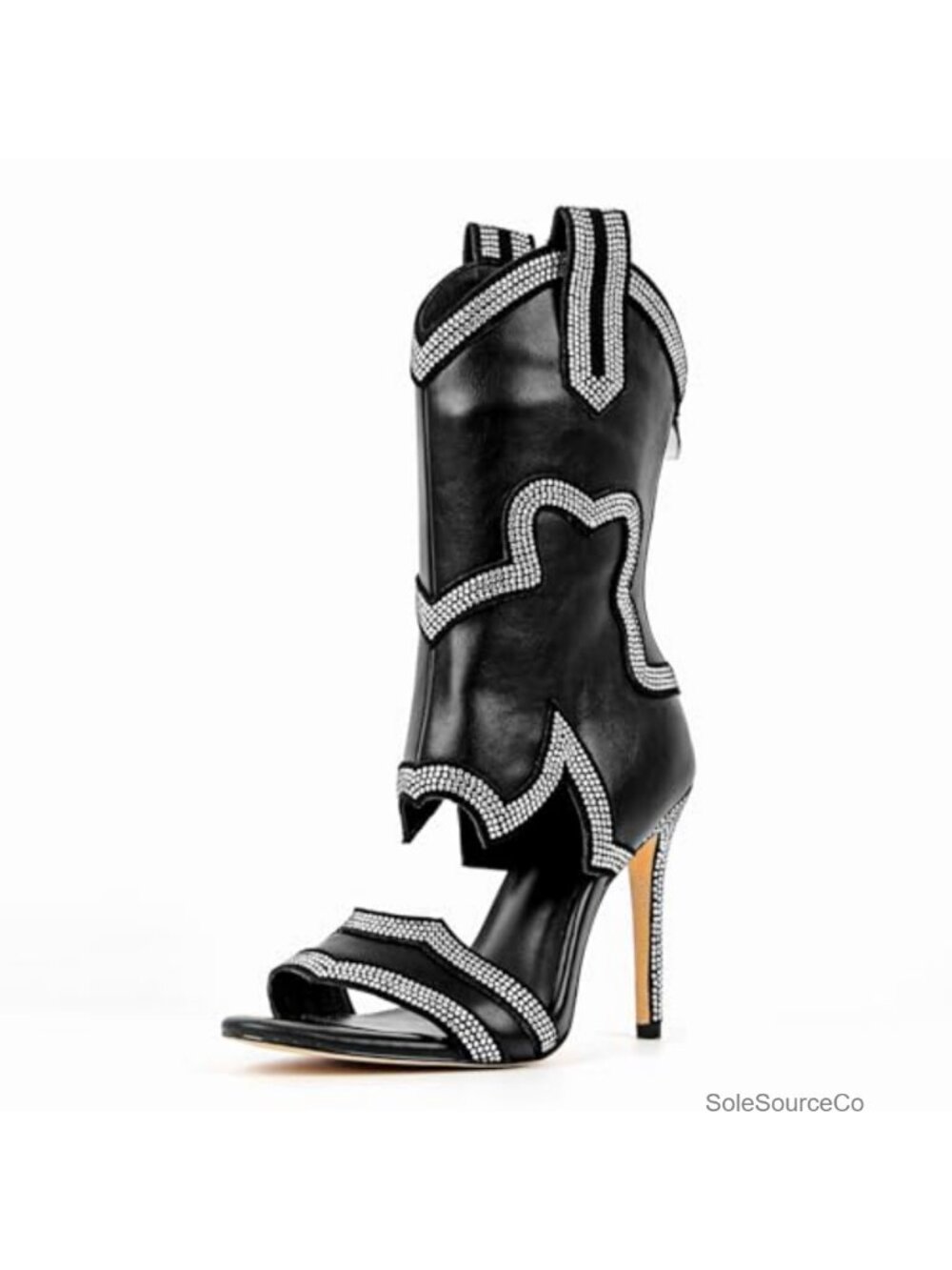 Glitter Ankle Wrap Gladiator Sandals High Heels Western Diamante Stiletto